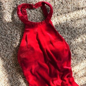Red Velvet Halter Dress